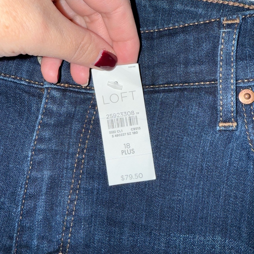 LOFT Deep Blue Denim Pants NWT - Picture 3 of 3